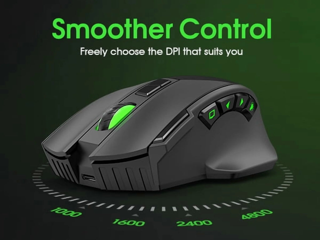 Wireless Gaming Mouse, 16000 DPI Adjustable, Bluetooth 5.2 & 2.4Ghz Dual Mode, Lightweight, 10 Buttons, RGB Lighting, for PC Gaming & Office,  (Black)