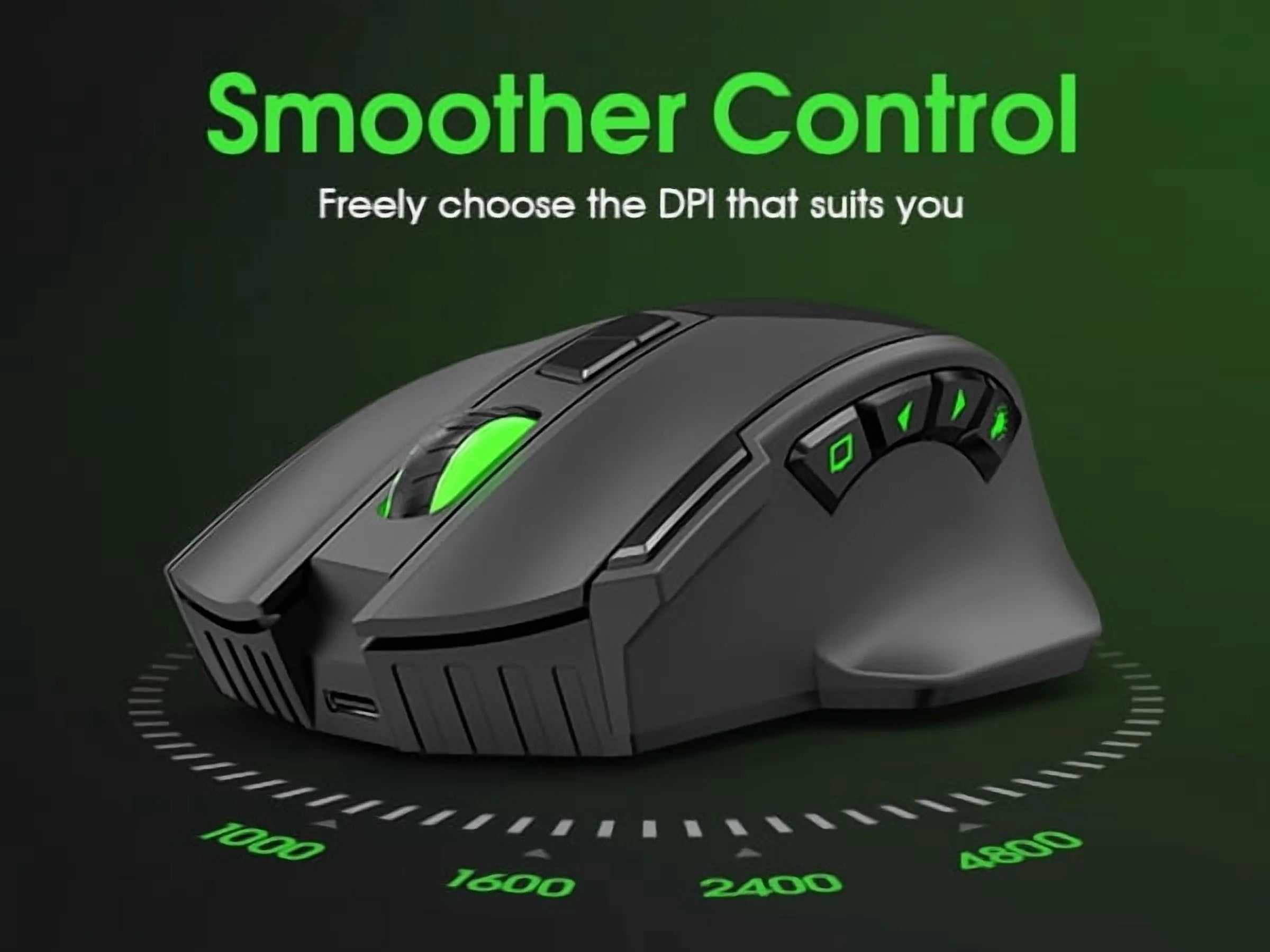 Wireless Gaming Mouse, 16000 DPI Adjustable, Bluetooth 5.2 & 2.4Ghz Dual Mode, Lightweight, 10 Buttons, RGB Lighting, for PC Gaming & Office,  (Black)