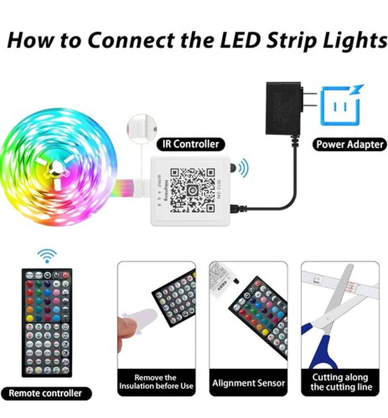50 Ft LED Strip Lights, Smart Light with App Remote Control, RGB LED 1 ROLL 50Ft