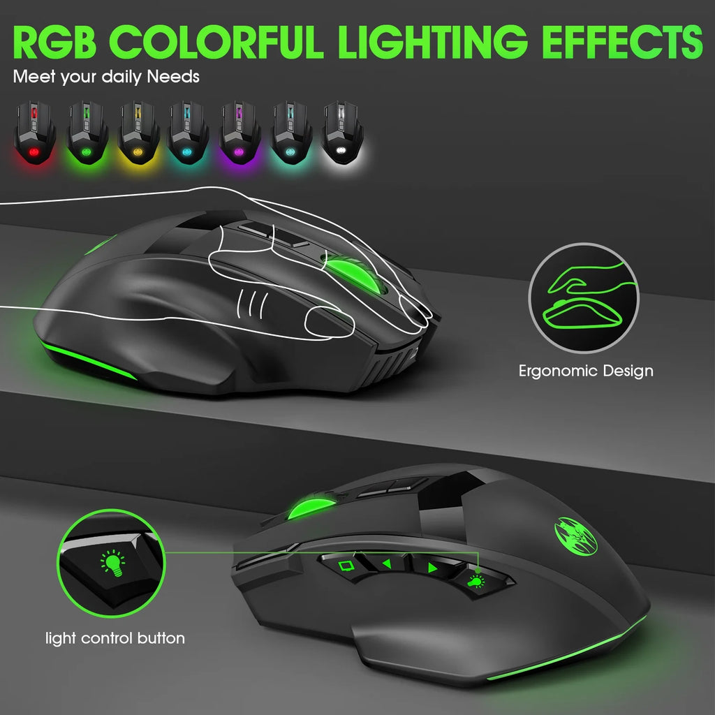 Wireless Gaming Mouse, 16000 DPI Adjustable, Bluetooth 5.2 & 2.4Ghz Dual Mode, Lightweight, 10 Buttons, RGB Lighting, for PC Gaming & Office,  (Black)