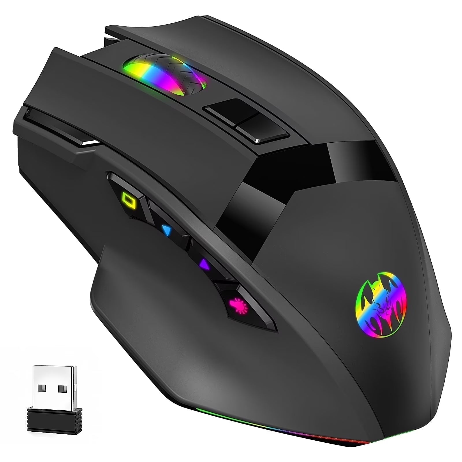 Wireless Gaming Mouse, 16000 DPI Adjustable, Bluetooth 5.2 & 2.4Ghz Dual Mode, Lightweight, 10 Buttons, RGB Lighting, for PC Gaming & Office,  (Black)