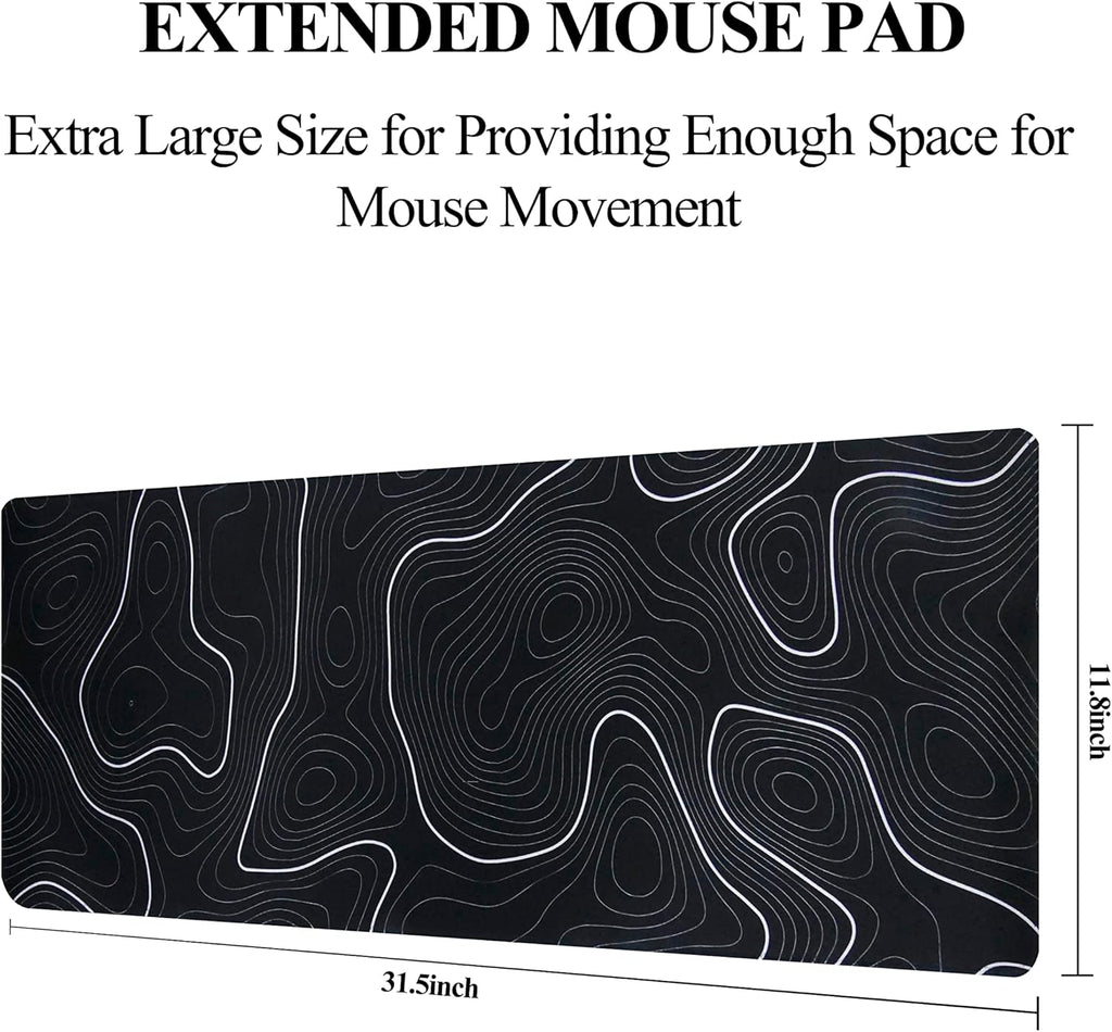 Large Gaming Mouse Pad Extended Big XXL Mouse Pad Keyboard Laptop Computer Desk Mat with Non-Slip Base Stitched Edge for Home Office Gaming Work