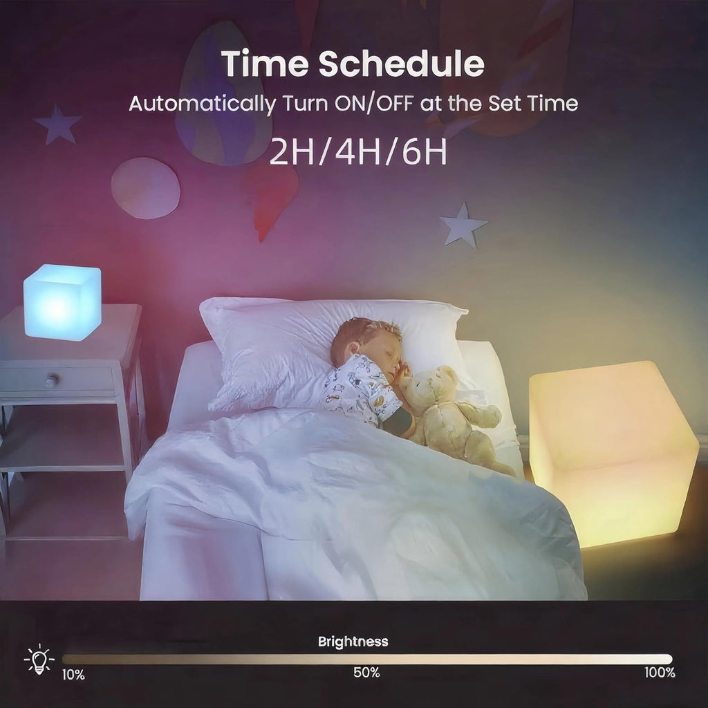 4-Inch LED Cube Lights: RGB 16 Colors Tesseract Cube, Cosmic Cube LED Mood Lamp with Remote Control, IP65 Waterproof Rechargeable Bedside Lamp Night Lights for Kids Nursery Toys Gift