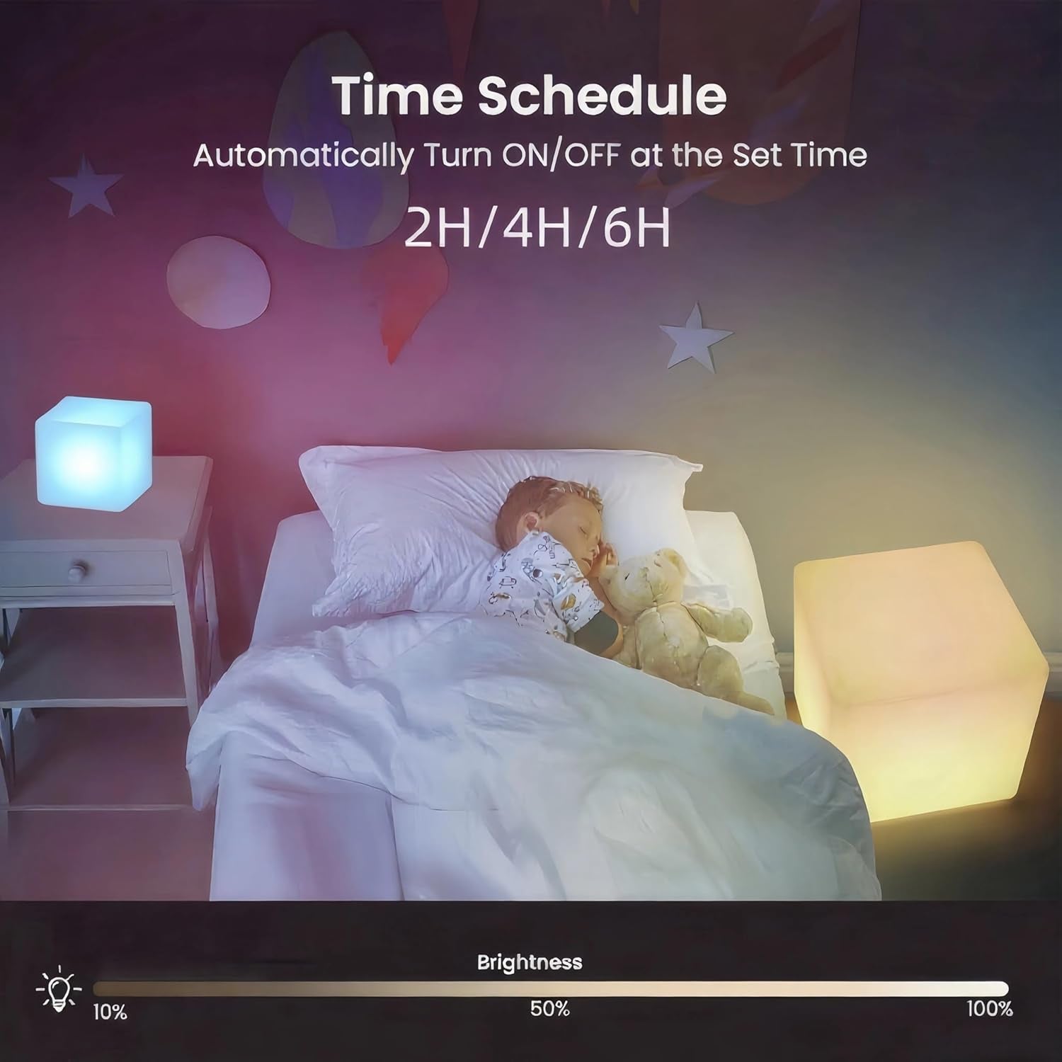 4-Inch LED Cube Lights: RGB 16 Colors Tesseract Cube, Cosmic Cube LED Mood Lamp with Remote Control, IP65 Waterproof Rechargeable Bedside Lamp Night Lights for Kids Nursery Toys Gift