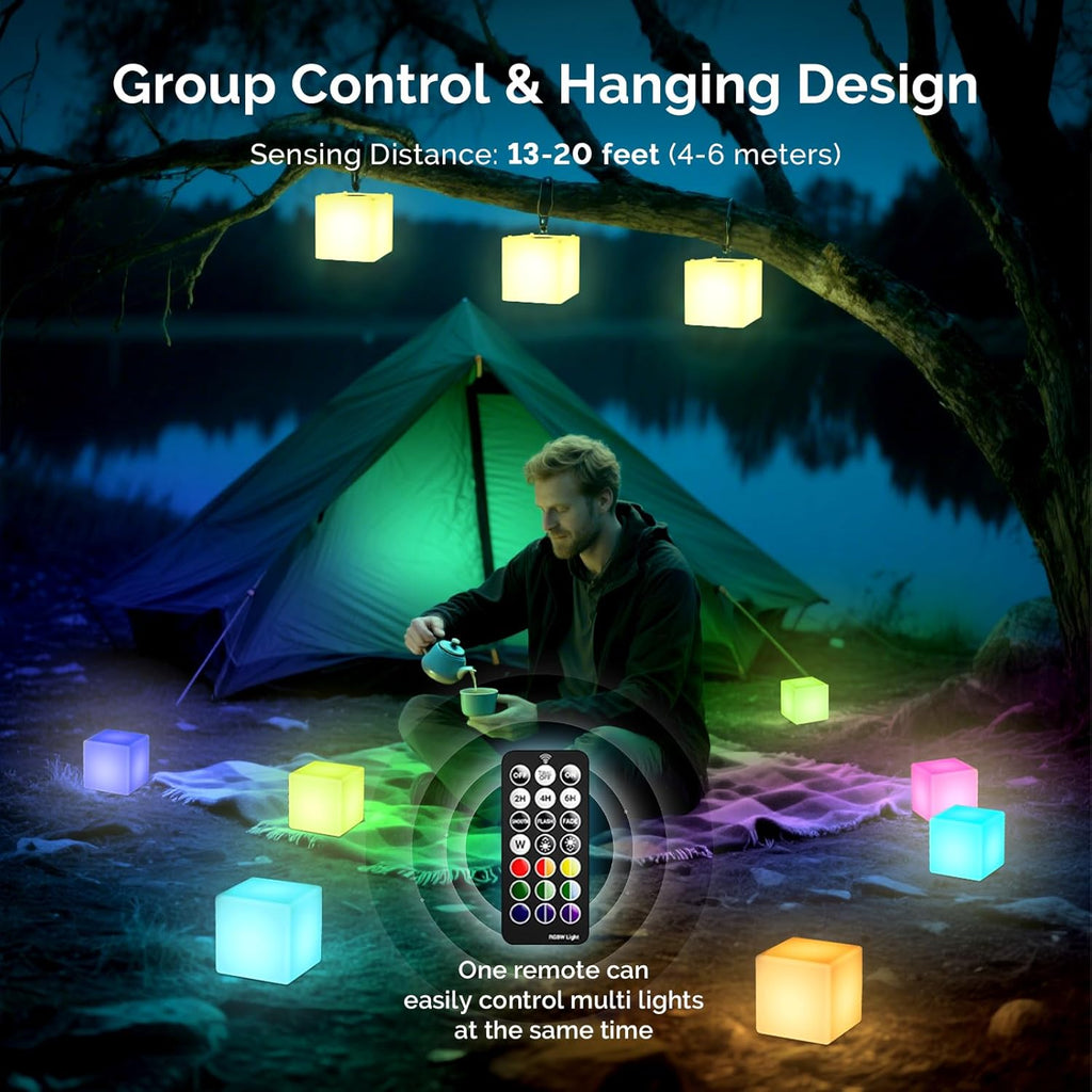 4-Inch LED Cube Lights: RGB 16 Colors Tesseract Cube, Cosmic Cube LED Mood Lamp with Remote Control, IP65 Waterproof Rechargeable Bedside Lamp Night Lights for Kids Nursery Toys Gift