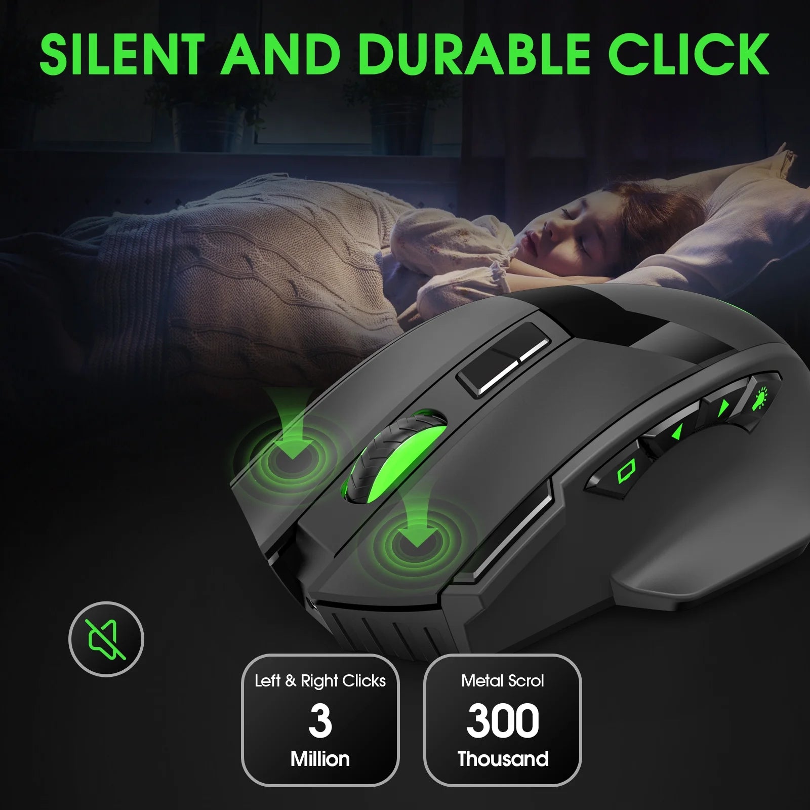 Wireless Gaming Mouse, 16000 DPI Adjustable, Bluetooth 5.2 & 2.4Ghz Dual Mode, Lightweight, 10 Buttons, RGB Lighting, for PC Gaming & Office,  (Black)