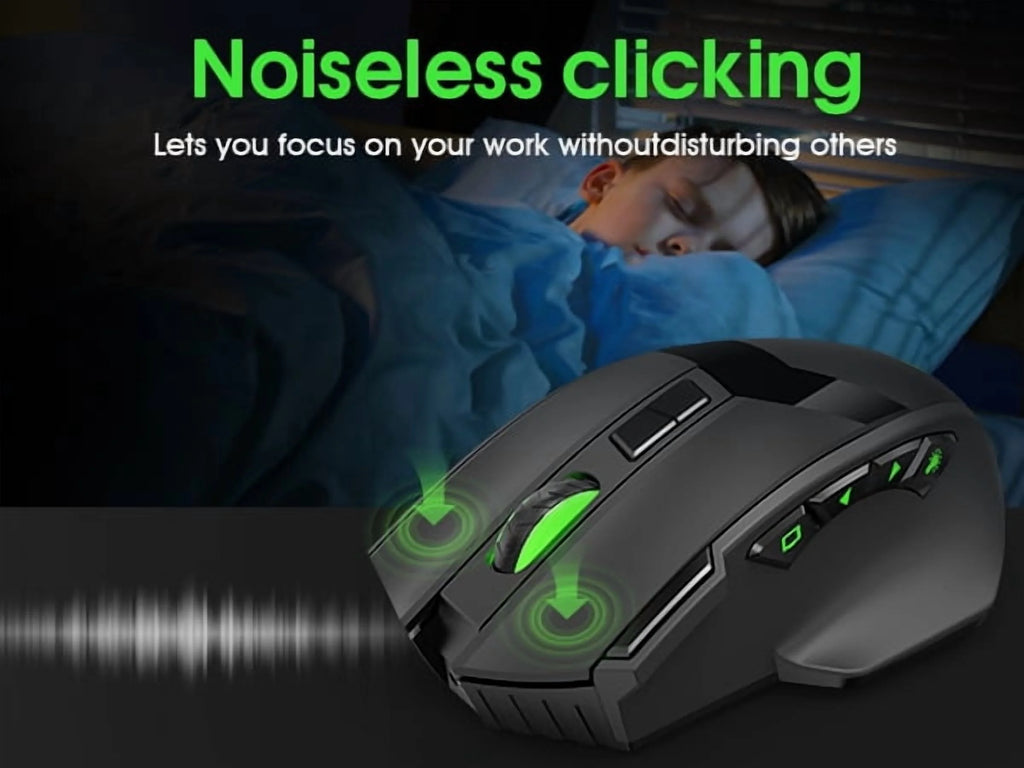 Wireless Gaming Mouse, 16000 DPI Adjustable, Bluetooth 5.2 & 2.4Ghz Dual Mode, Lightweight, 10 Buttons, RGB Lighting, for PC Gaming & Office,  (Black)