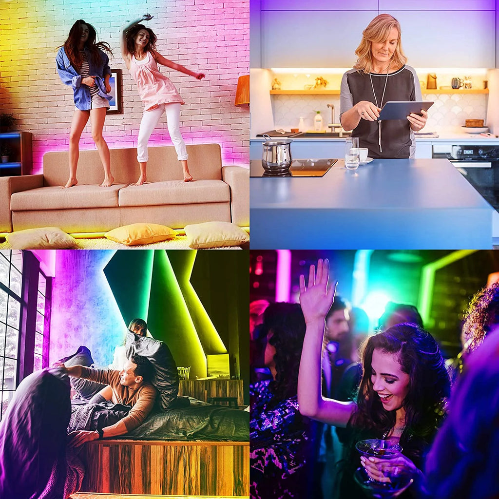 100Ft Led Strip Lights,Remote Controller and 12V Power Supply,Flexible Cuttable Led Lights for Bedroom