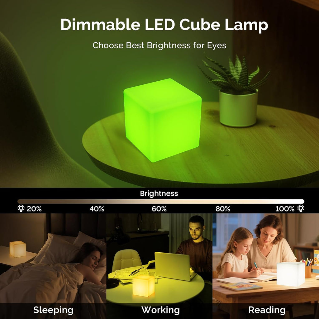 4-Inch LED Cube Lights: RGB 16 Colors Tesseract Cube, Cosmic Cube LED Mood Lamp with Remote Control, IP65 Waterproof Rechargeable Bedside Lamp Night Lights for Kids Nursery Toys Gift