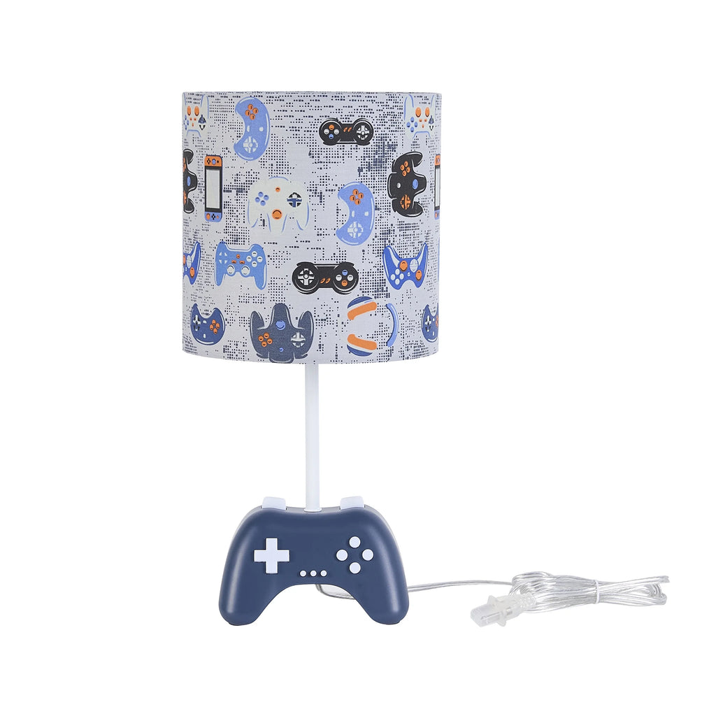 Kids 16.5" Navy Blue Glow-In-The-Dark Gamer Table Lamp