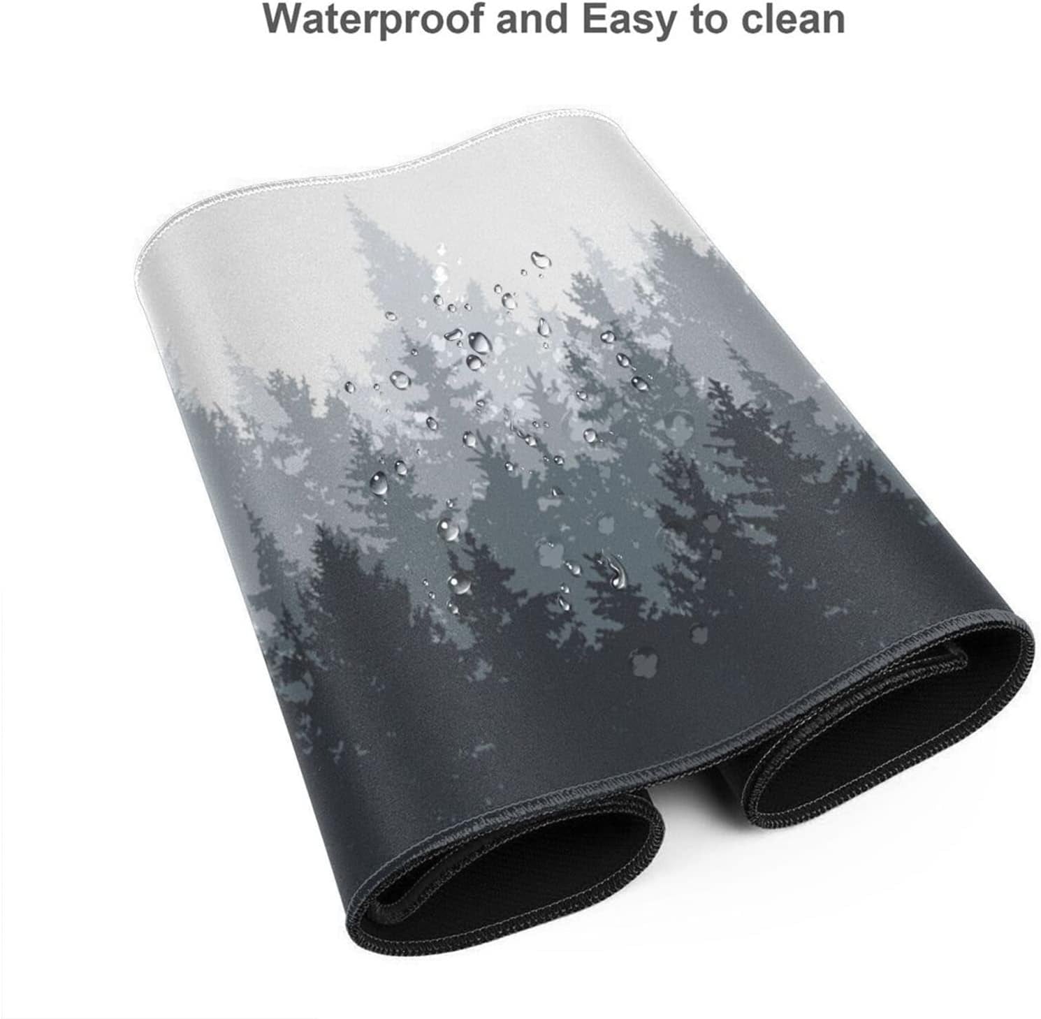 Fog Misty Forest Gaming Mouse Pad XL, Extended Large Full Desk Mousepad 31.5X11.8 Inch, Big with Stitched Edge, Non-Slip Long Computer Keyboard Waterproof Mat for Office & Home , X-Large