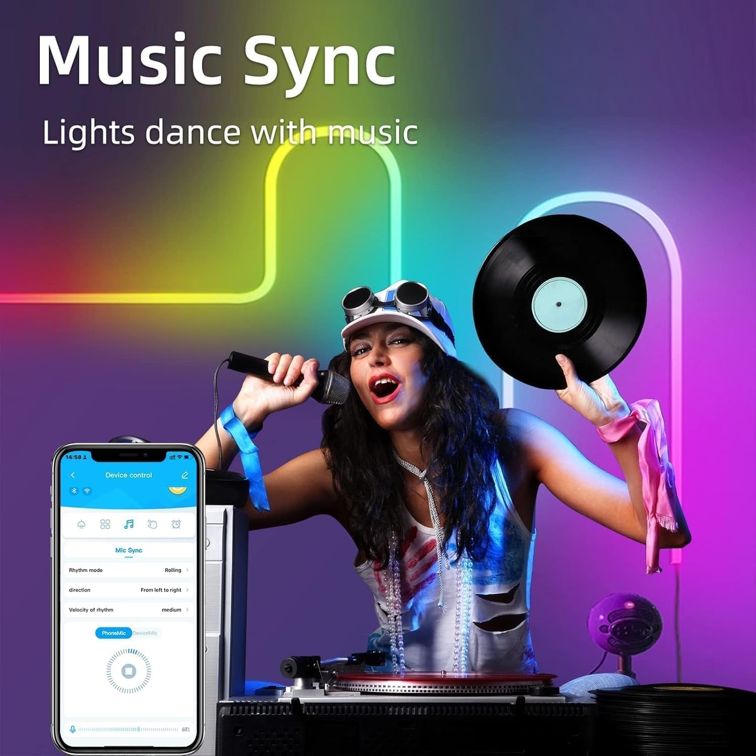 16.4Ft Neon Rope Lights, RGB+IC Color Chasing Meteor Rope Lights for Wall, Flexible Neon Strip App Control, IP65 RGB Lighting Waterproof, Music Sync Gaming Led Strip for Bedroom Decor