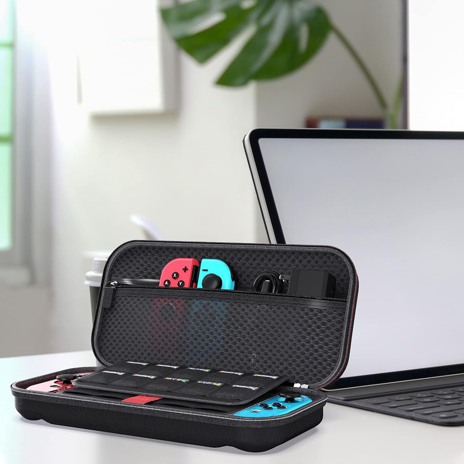 Switch Accessories Bundle - 10 in 1 Switch Accessories Starter Kit with NS Switch/Switch OLED Carrying Case, Switch Console Protective Cover Case, Screen Protector, Thumb Caps