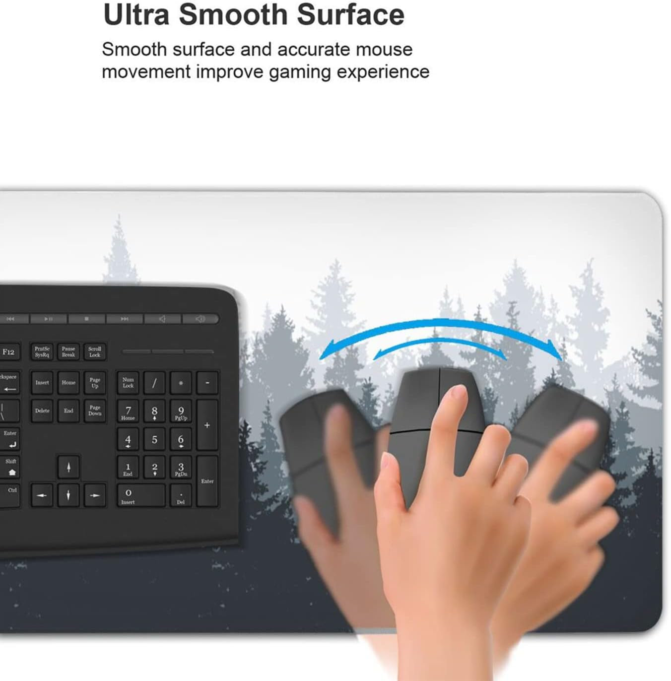 Fog Misty Forest Gaming Mouse Pad XL, Extended Large Full Desk Mousepad 31.5X11.8 Inch, Big with Stitched Edge, Non-Slip Long Computer Keyboard Waterproof Mat for Office & Home , X-Large