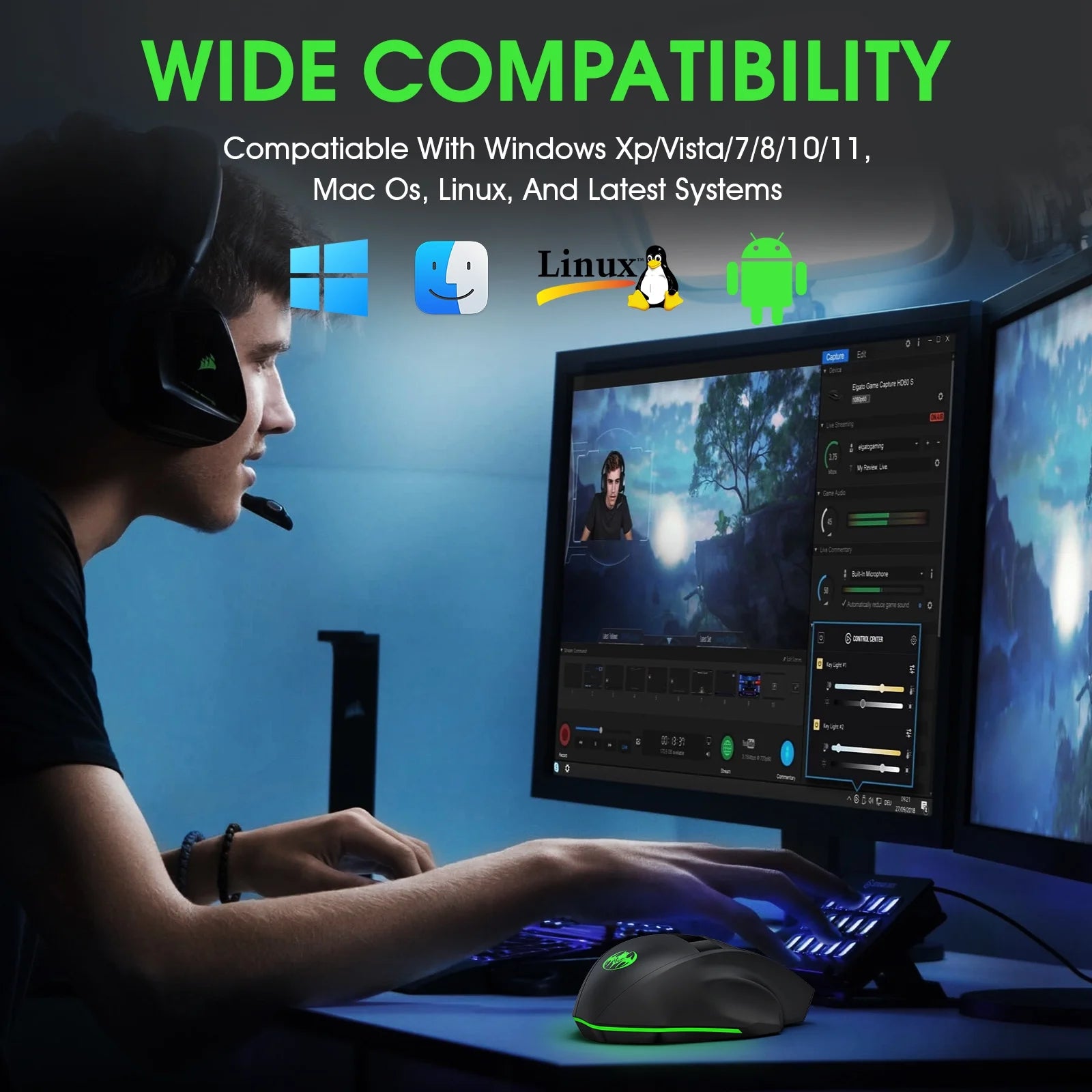 Wireless Gaming Mouse, 16000 DPI Adjustable, Bluetooth 5.2 & 2.4Ghz Dual Mode, Lightweight, 10 Buttons, RGB Lighting, for PC Gaming & Office,  (Black)