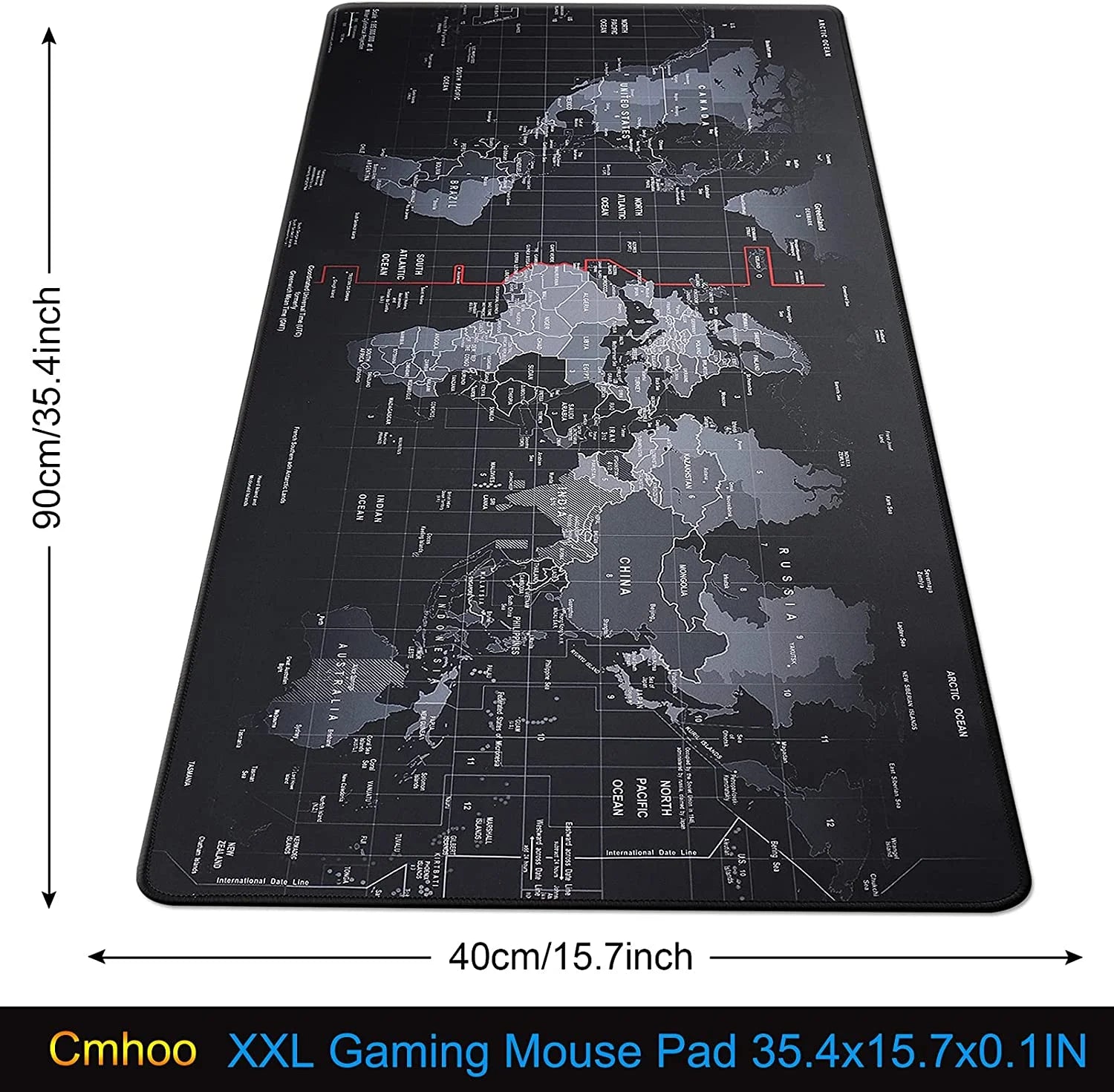 XXL Gaming Mouse Pad with Black Map & Premium-Textured Computer Non-Slip Gaming Mouse Mat-90X40 Ditu02