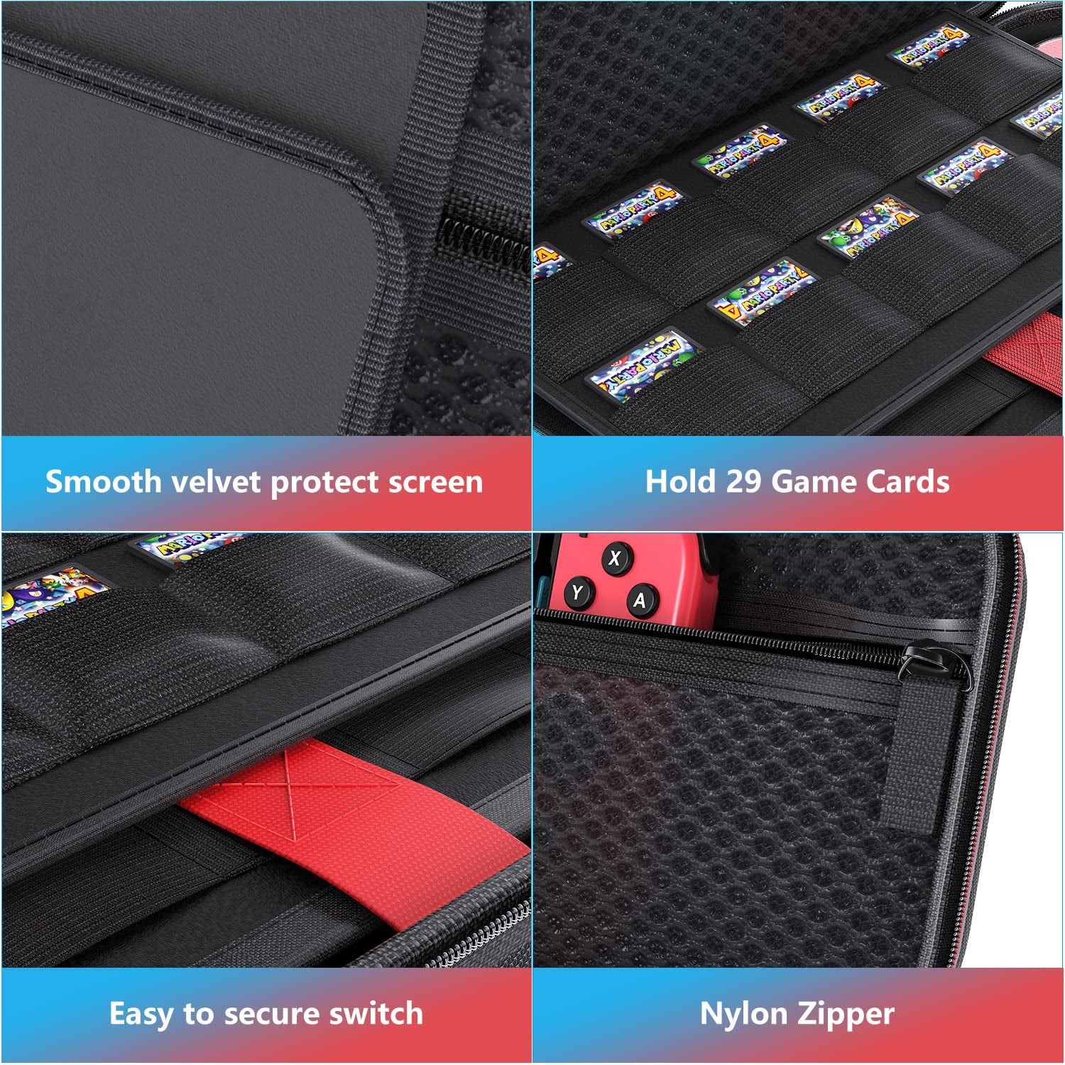 Switch Accessories Bundle - 10 in 1 Switch Accessories Starter Kit with NS Switch/Switch OLED Carrying Case, Switch Console Protective Cover Case, Screen Protector, Thumb Caps