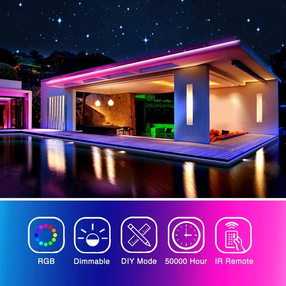 100Ft LED Strip Lights for Bedroom, Color Changing RGB Lights with 24Keys Remote, Perfect for Home Decor