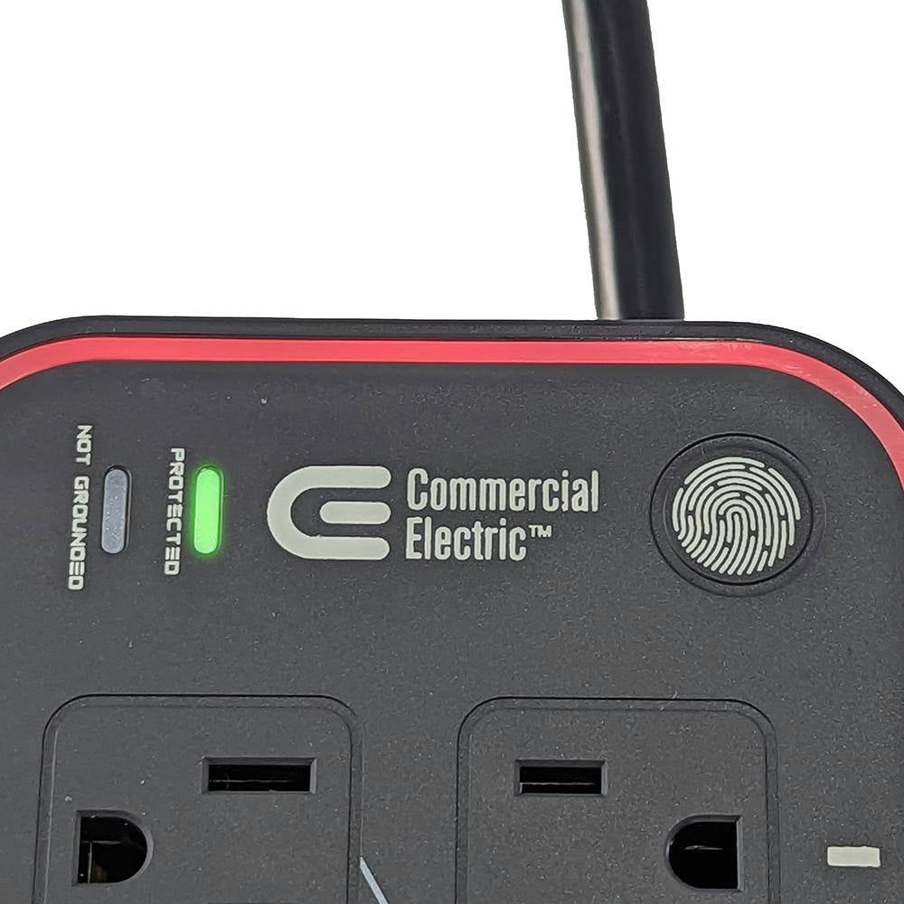 6 Ft. 6-Outlet RGB Gaming Surge Protector with 2 USB-A and 1 USB-C, Black