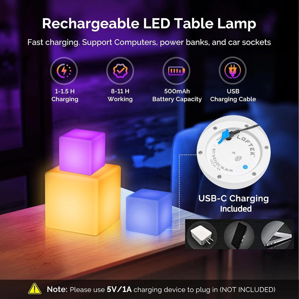 4-Inch LED Cube Lights: RGB 16 Colors Tesseract Cube, Cosmic Cube LED Mood Lamp with Remote Control, IP65 Waterproof Rechargeable Bedside Lamp Night Lights for Kids Nursery Toys Gift