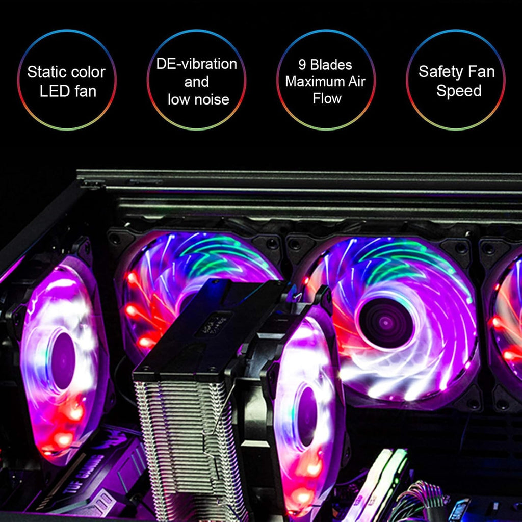 CP3 120Mm Silent Intelligent Control RGB Case Fan Adjustable Colorful High Performance Fans with Controller, 5-Pack