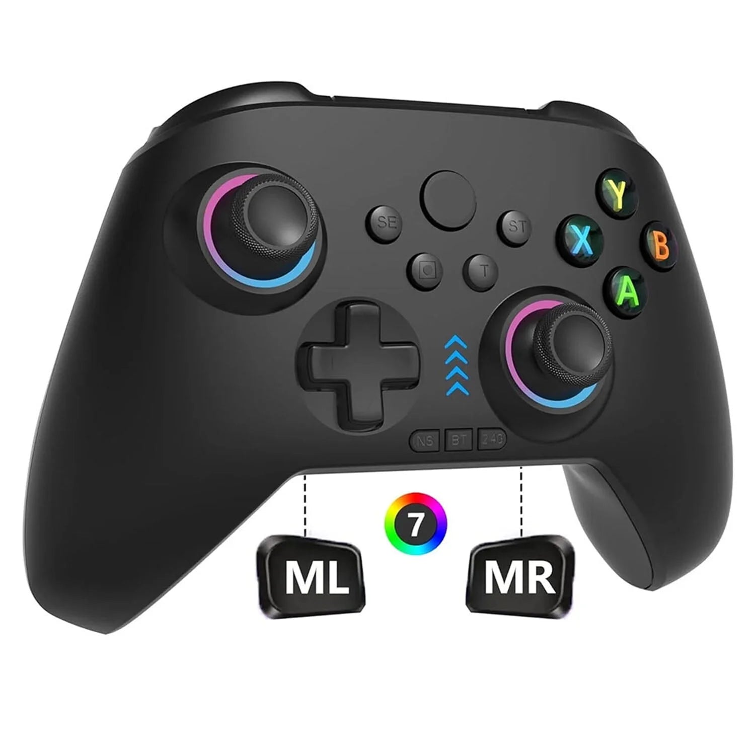 024 Wireless Gaming Controller Compatible with PC, Ios, and Android, Bluetooth Gaming Controller with RGB Lights, Hall Joysticks/Hall Triggers, Black