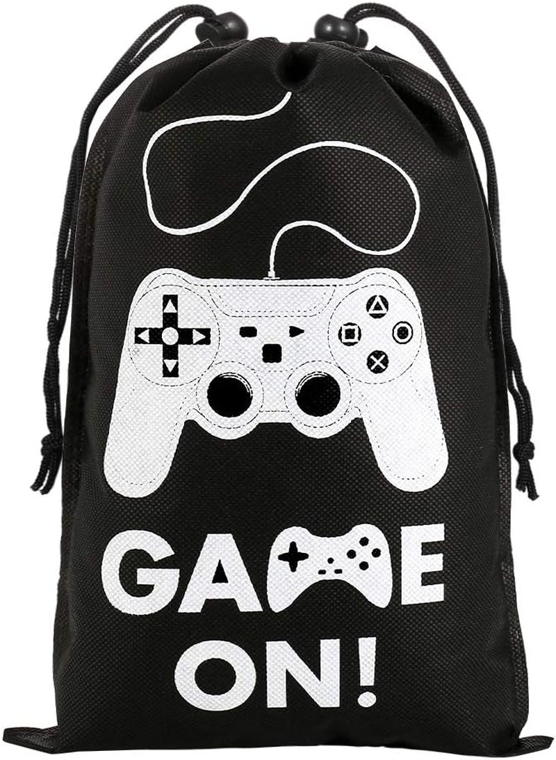 Ahlsenl 24 Pack Video Game Party Supplies Gaming Party Bags Drawstring Bags Gaming Party Decorations for Kids Video Game Themed Birthday Party (Game ON!)