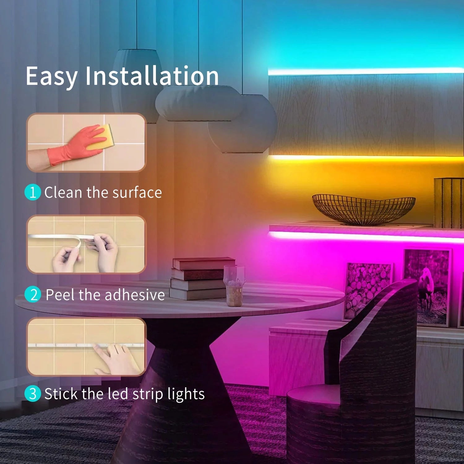 100Ft LED Strip Lights for Bedroom, Color Changing RGB Lights with 24Keys Remote, Perfect for Home Decor