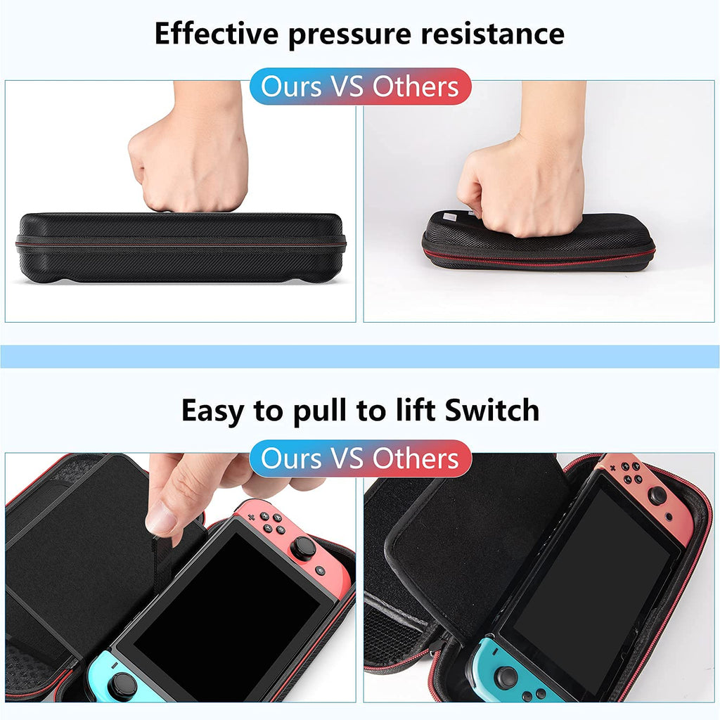 Switch Accessories Bundle - 10 in 1 Switch Accessories Starter Kit with NS Switch/Switch OLED Carrying Case, Switch Console Protective Cover Case, Screen Protector, Thumb Caps