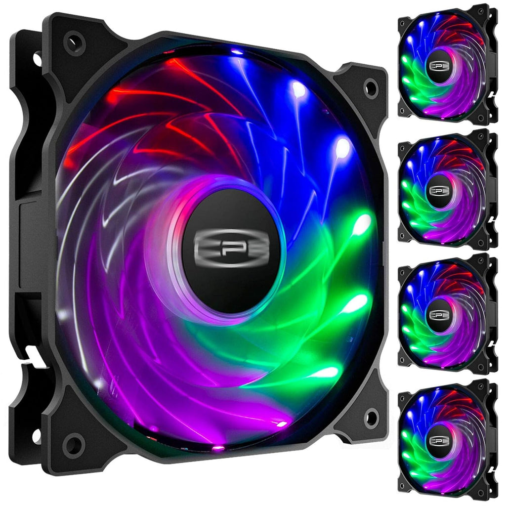 CP3 120Mm Silent Intelligent Control RGB Case Fan Adjustable Colorful High Performance Fans with Controller, 5-Pack