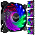 CP3 120Mm Silent Intelligent Control RGB Case Fan Adjustable Colorful High Performance Fans with Controller, 5-Pack
