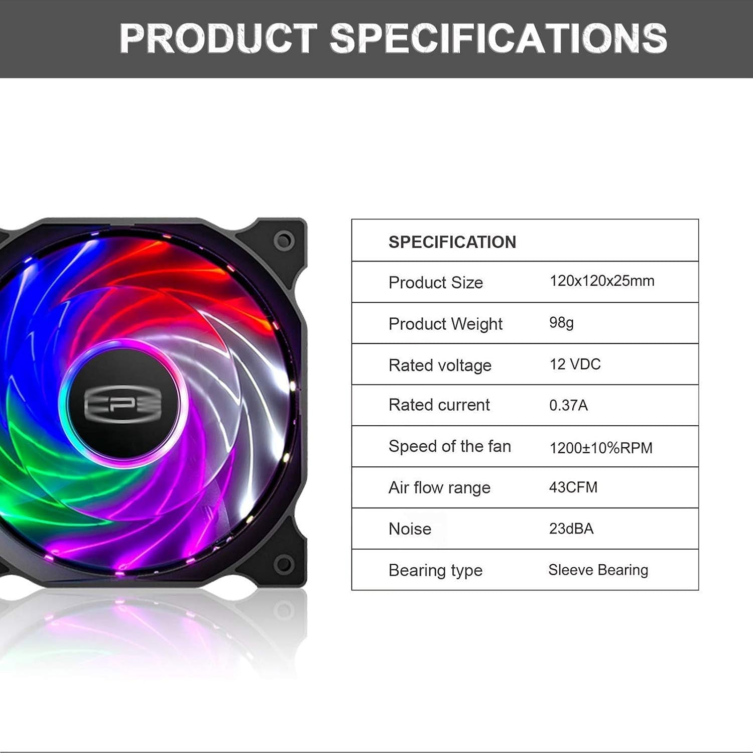 CP3 120Mm Silent Intelligent Control RGB Case Fan Adjustable Colorful High Performance Fans with Controller, 5-Pack