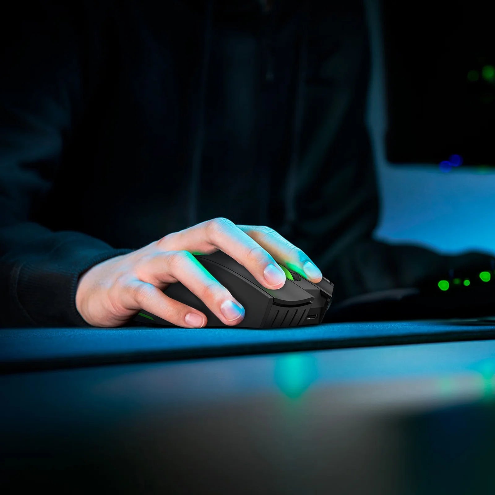 Wireless Gaming Mouse, 16000 DPI Adjustable, Bluetooth 5.2 & 2.4Ghz Dual Mode, Lightweight, 10 Buttons, RGB Lighting, for PC Gaming & Office,  (Black)